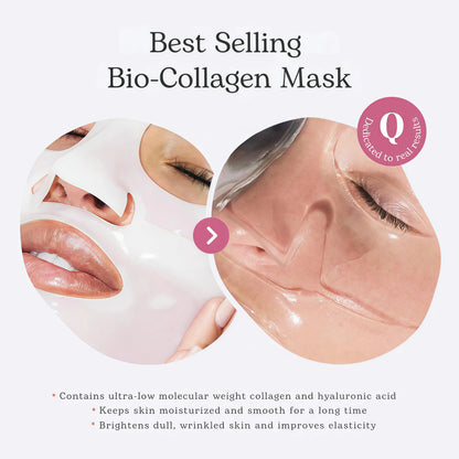 Bio-Collagen Face Mask Overnight – Hydrating Korean Sheet Mask – Niacinamide & Low Molecular Collagen – Firming & Smoothing Skincare for All Skin Types – 4 Masks