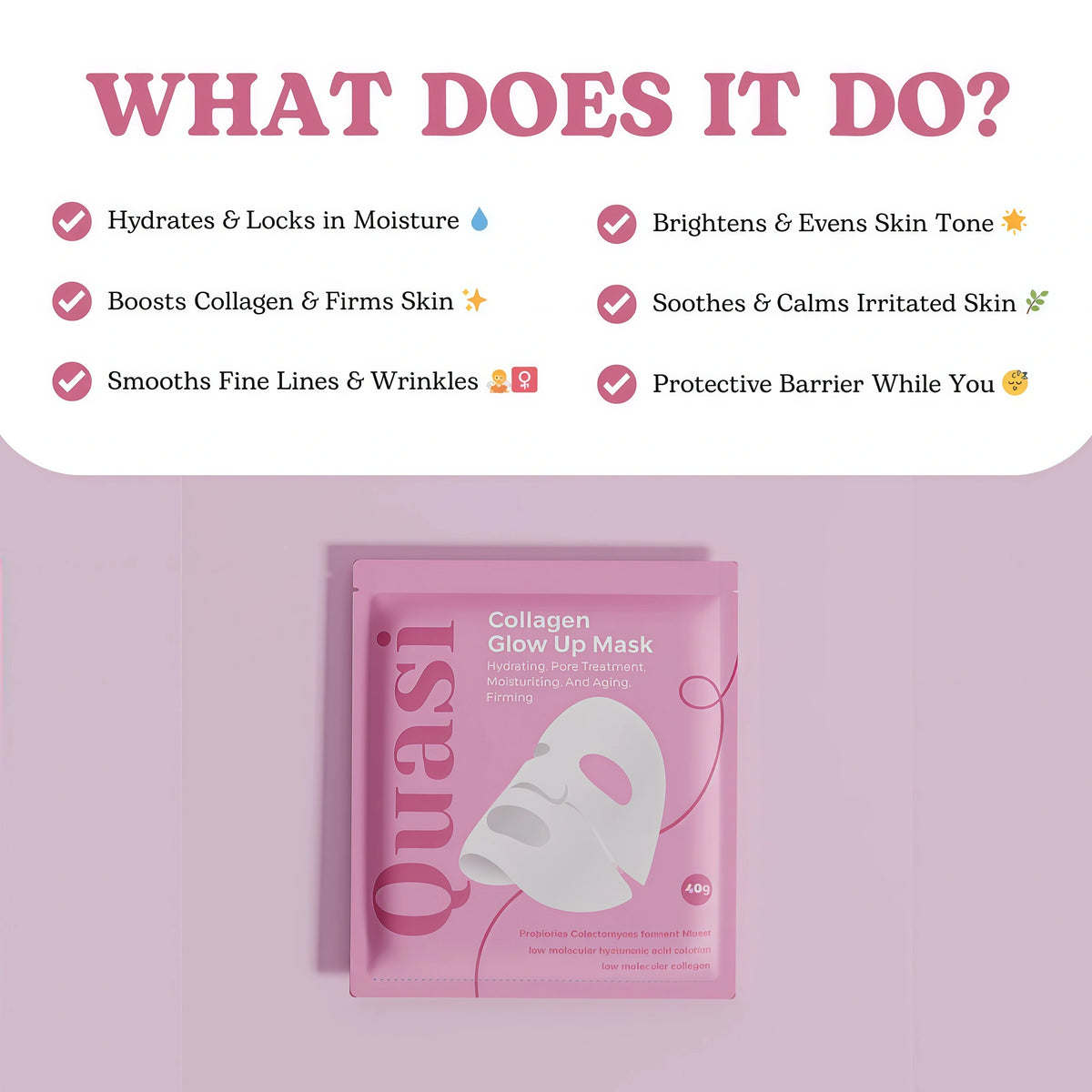 Bio-Collagen Face Mask Overnight – Hydrating Korean Sheet Mask – Niacinamide & Low Molecular Collagen – Firming & Smoothing Skincare for All Skin Types – 4 Masks